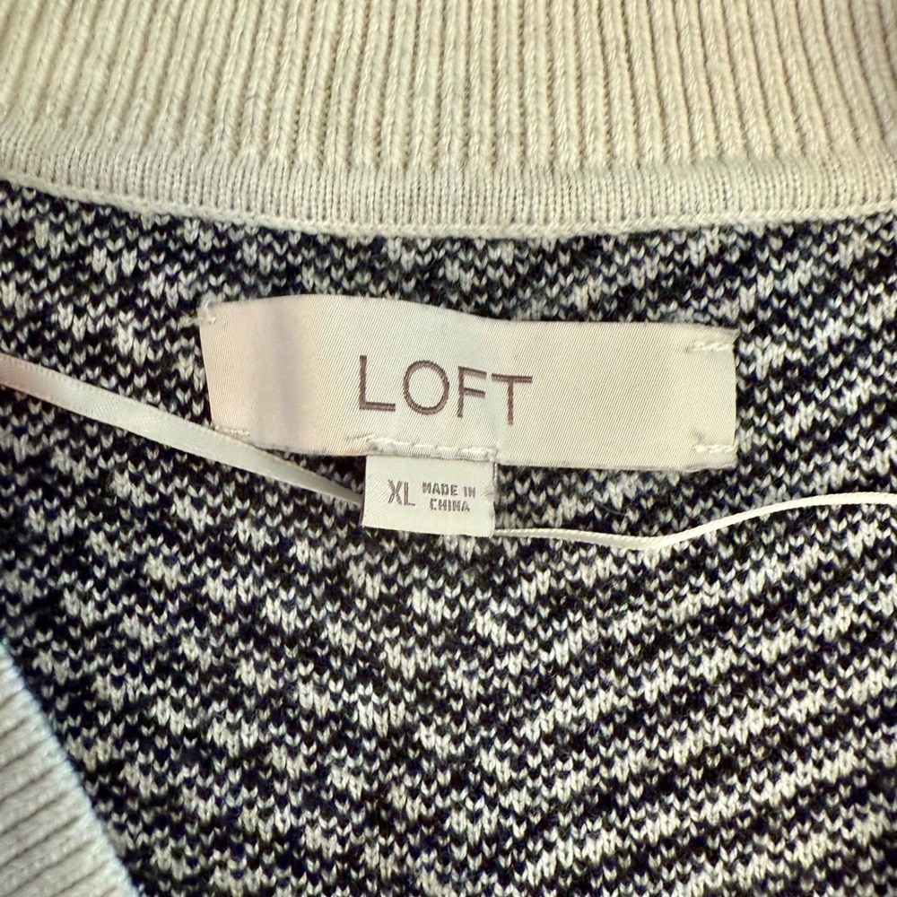 LOFT Black and White Striped Cardigan - Picture 2 of 4